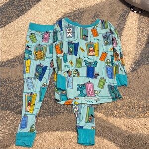 Kids Monster Print Pajamas - Blue